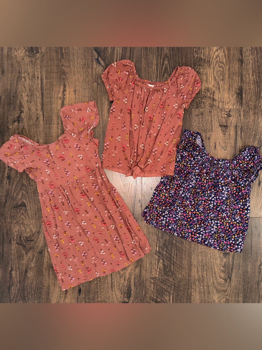 Girls size 6 floral shirts and dress